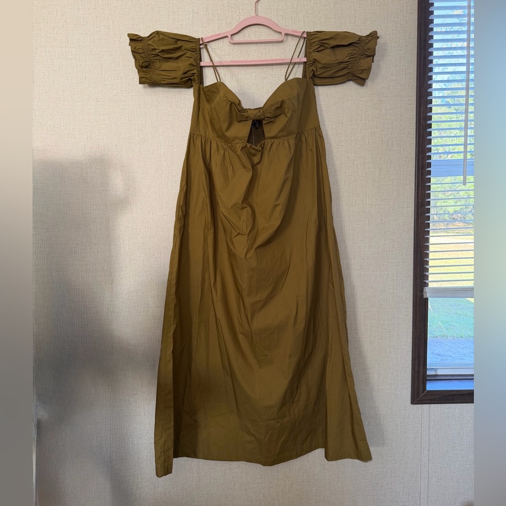 a new day Olive Midi Dress with Off-Shoulder Design